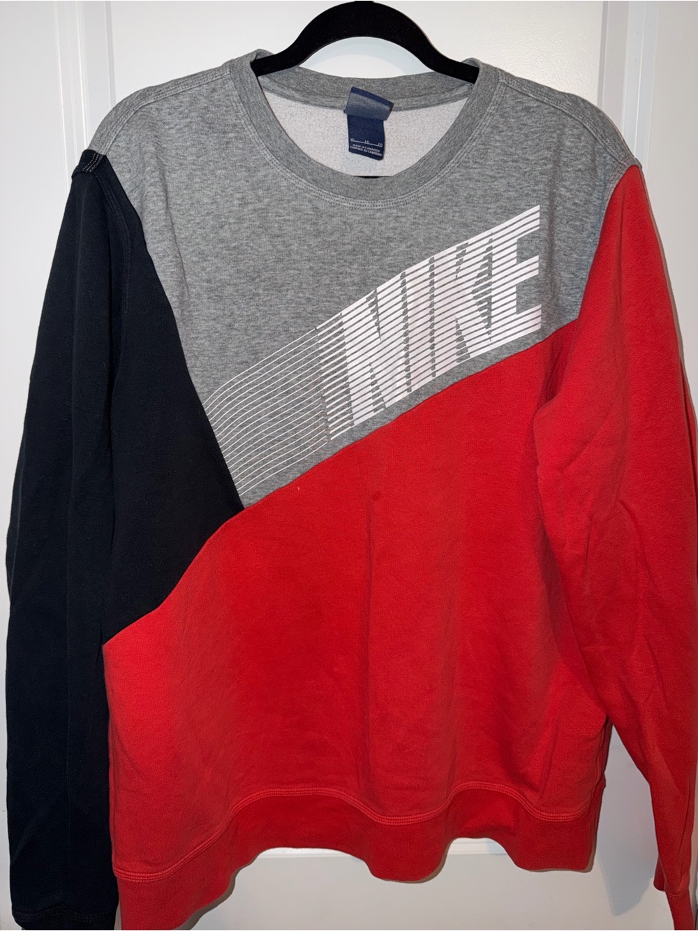 Nike Colorblock Crewneck Sweatshirt in Infrared, Gray & Black